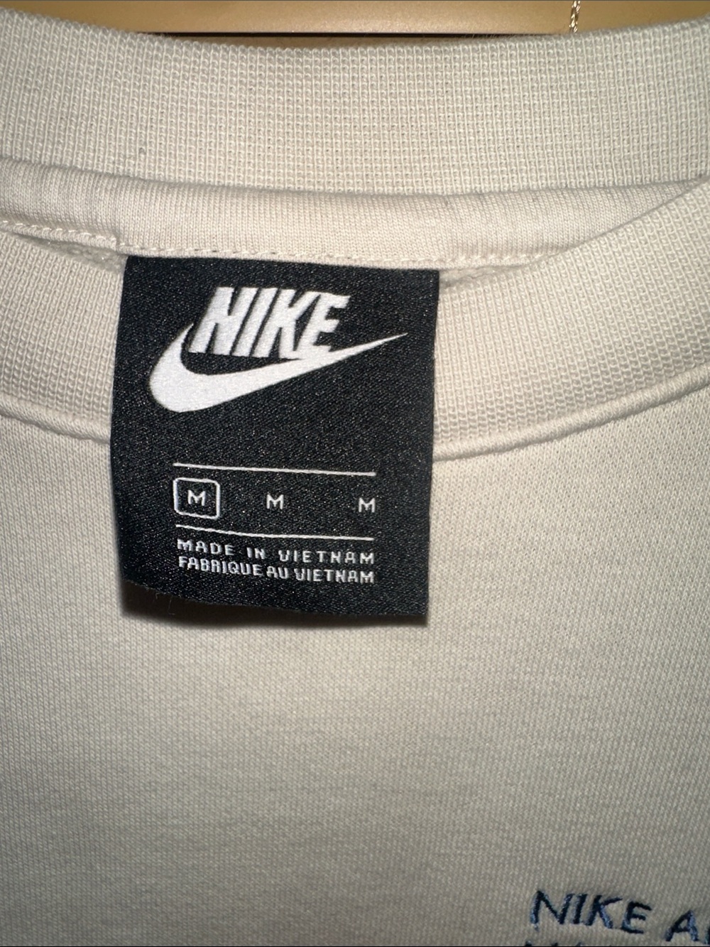 Nike White Crewneck Sweatshirt with Blue Chest Text - Picture 2 of 4